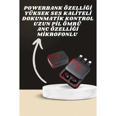  Dijital Göstergeli Powerbank Kablosuz Kulaklık ve 7 Kordonlu Yeni Nesil Akıllı Saat Dokunmatik Kontrol