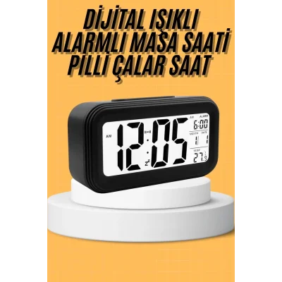  Dijital Masa Saati Takvim Çalar Saat Alarmlı Işıklı Led Ekran Pilli
