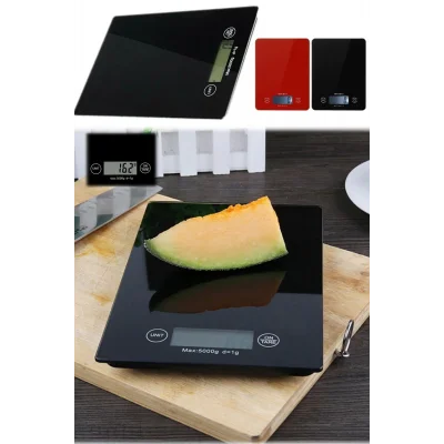  Dijital Mutfak Tartısı - 5 Kg Kapasite, 1 Gram Hassasiyet, Şık Siyah Cam Tasarım