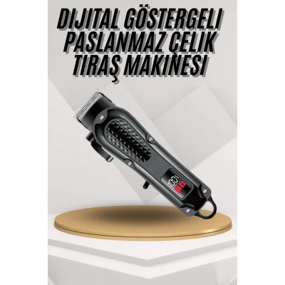 BUĞZ Dijital Profesyonel Kablosuz Saç Sakal Tıraş Makinası Sessiz Paslanmaz Çelik