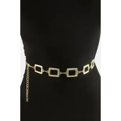 BUĞZ Dikdörtgen Metal Zincir Kemer