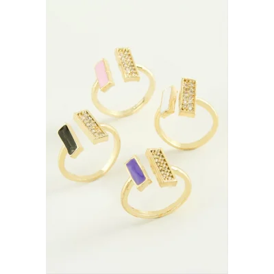  Dikdörtgen Taşlı Mineli Eklem Yüzük