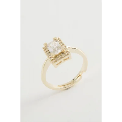  Dikdörtgen Tek Taşlı Yüzük