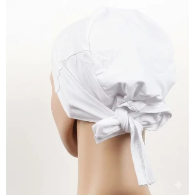 BUĞZ Dikişsiz Bağlamalı Tesettür Bone - Bağlamalı Bandana Beyaz