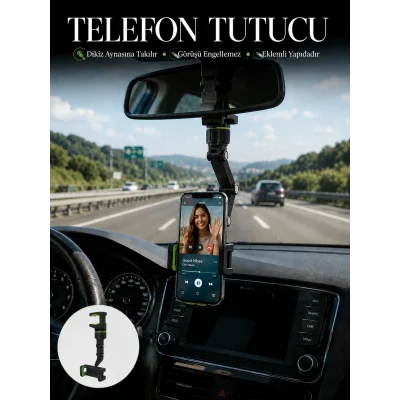 BUĞZ Dikiz Aynası Telefon Tutucu Katlanabilir Ayarlanabilir Araç İçi Telefon Standı