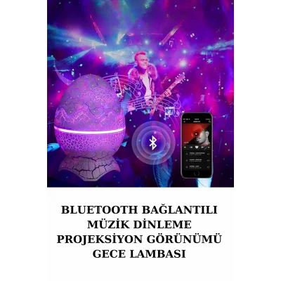 BUĞZ Dinozor Speaker Renk Değiştirme Projeksiyon Modu Bluetooth Hoparlör Gece Lambası - BUĞZ