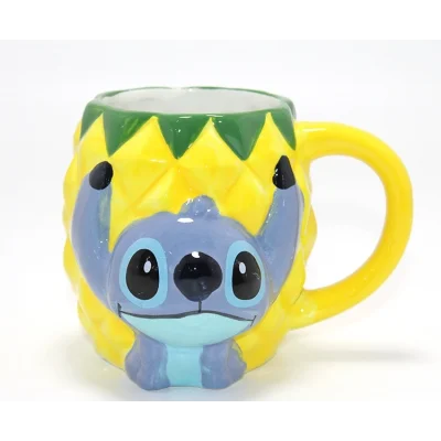 BUĞZ Disney Stitch Ananas Tasarımlı Kabartmalı Kupa Bardak