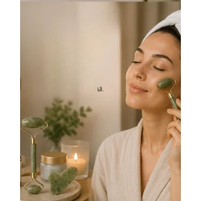 BUĞZ Doğal Jade Stone Yüz Masaj Seti Cilt Bakım ve Rahatlatıcı Bakım
