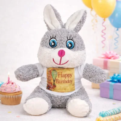 BUĞZ Doğum Günü Tişörtlü Sevimli Peluş Tavşan