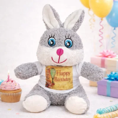 BUĞZ Doğum Günü Tişörtlü Sevimli Peluş Tavşan