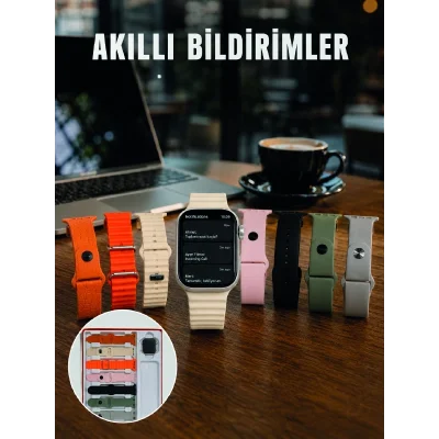 BUĞZ Dokunmatik Akıllı Saat Bluetooth Arama Sağlık Takipli 7 Değiştirilebilir Kordonlu Saat