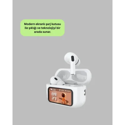 BUĞZ Dokunmatik Ekranlı Bluetooth Kulaklık ANC Gürültü Önleme Suya Dayanıklı Yeni Nesil - BUĞZ