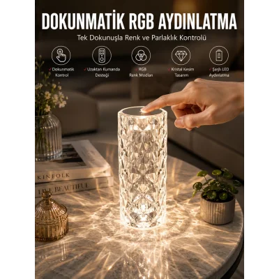 BUĞZ Dokunmatik Kristal Gece Lambası Hediyelik