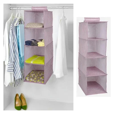 BUĞZ Dolap İçi Düzenleyici Katlanabilir Çok Amaçlı 4 Bölmeli Çizgili Bez Organizer (siyah) ( BUĞZ )