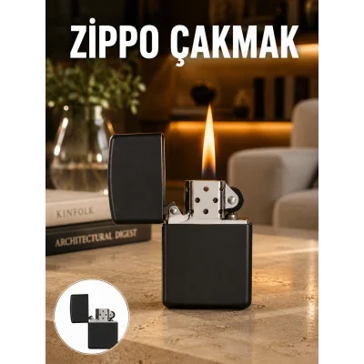 BUĞZ Doldurulabilir Siyah Benzinli Çakmak Metalik Yeni Nesil