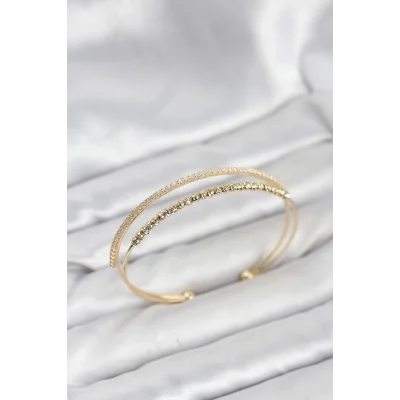 BUĞZ Dorika Model Pirinç Gold Renk Kadın Bileklik