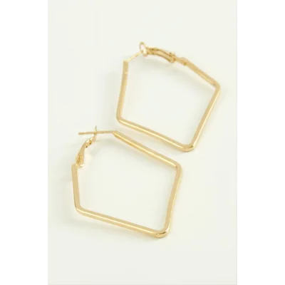 BUĞZ Dörtgen Halka Küpe 6 cm