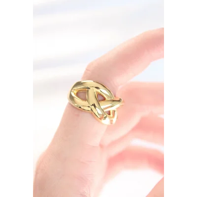 BUĞZ Düğüm Model Gold Renk Ayarlanabilir Yüzük