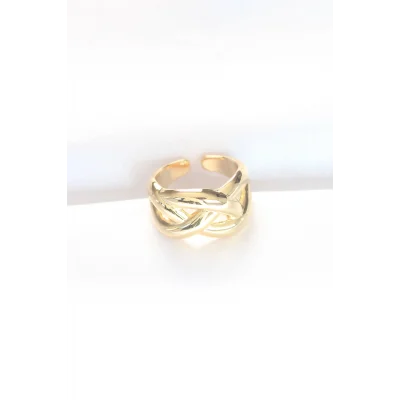 BUĞZ Düğüm Model Gold Renk Ayarlanabilir Yüzük - Lisinya