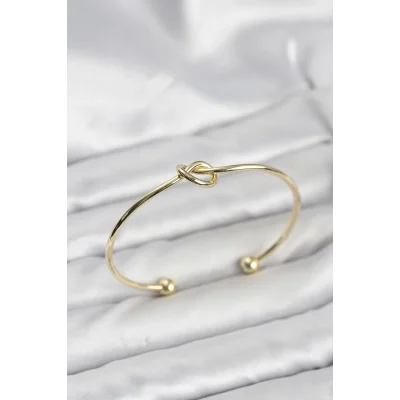 BUĞZ Düğüm Model Pirinç Gold Renk Kadın Bileklik