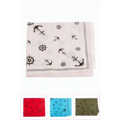 BUĞZ Dümen Çapa Desenli Keten Bandana 50*50