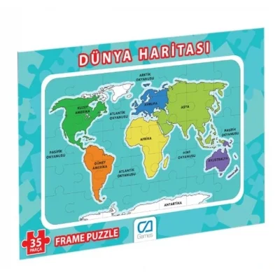 BUĞZ Dünya Haritası Frame Puzzle 35 Parça