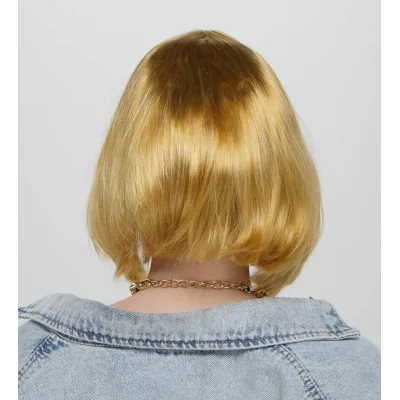 BUĞZ Düz Kesim Küt Parti Peruğu Altın Renk