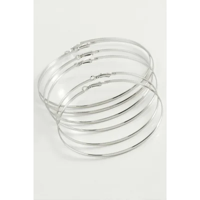  Düz Metal Halka Küpe 6 Adet