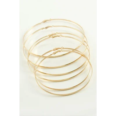  Düz Metal Halka Küpe 6 Adet