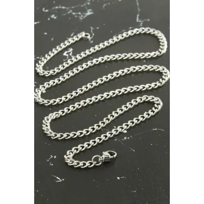 BUĞZ Düz Zincir Çelik Kolye 55 cm