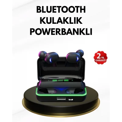 BUĞZ E10 Kablosuz Bluetooth Kulaklık – 3D Ses, Powerbank Şarj Kutusu