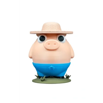 BUĞZ Eco Lounge Çiftçi Domuz Kumbara 18 cm – Hareketli Para Alma Dekor 3D Baskı