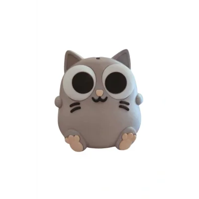 BUĞZ Eco Lounge Gri Kedi Kumbara 16 cm – Dekoratif Para Kutusu