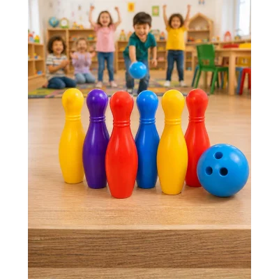 BUĞZ Eğlenceli Bowling Oyuncak Seti Çocuklar İçin Renkli Kuka ve Top