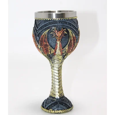 BUĞZ Ejderha Tasarımı 3D Kabartmalı Çelik Kadeh Bardak