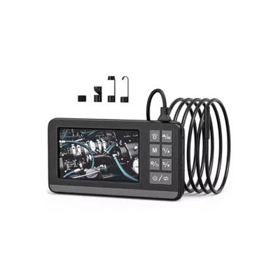 BUĞZ Ekranlı Çift Kameralı 5 Mt Sert Kablo Endoskop Kamera 8 Mm 4.3 Inc Hafıza Kart Destekli