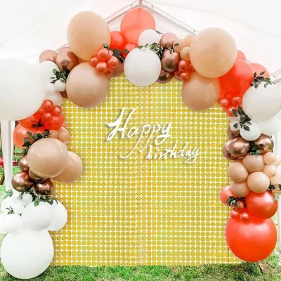 BUĞZ Ekstra Metalize Altın Renk Disko Dikdörtgen Kesim Kapı Perdesi Dekorasyon 1x2 Metre