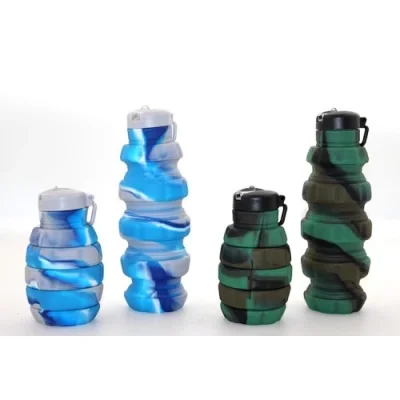  El Bombası Tasarımı Katlanabilir Portatif Silikon Su Şişesi 500 Ml