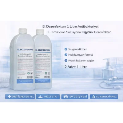 BUĞZ El Dezenfektanı 1 Litre Antibakteriyel El Temizleme Solüsyonu 2 Adet