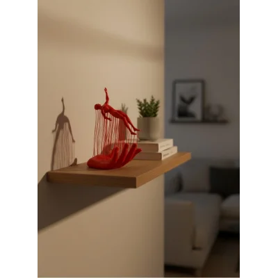 BUĞZ El Formlu İnsan Figürü Kırmızı Modern Dekoratif Biblo Soyut Tasarım 12x18 cm