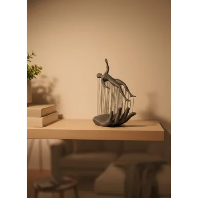 BUĞZ El İnsan Figürü Gri Modern Sanatsal Tasarım Salon ve Raf Dekorasyonu İçin Özel Biblo