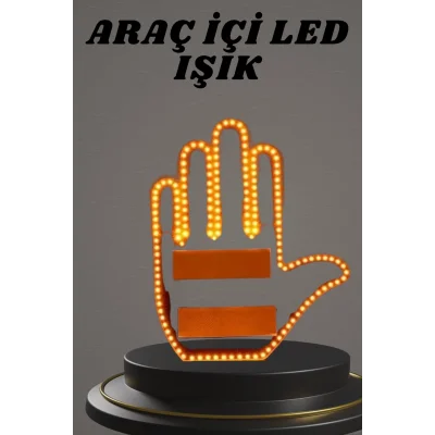 BUĞZ El Orta Parmak Led Kumandalı Araç İçi Reflektör Arka Cam El Simgesi