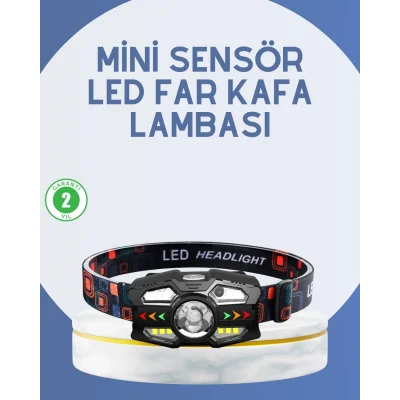 BUĞZ El Sensörlü LED Far Suya Dayanıklı Şarjlı Kafa Lambası