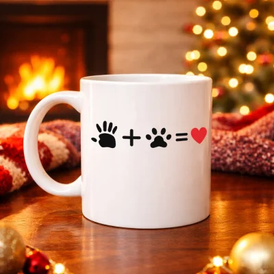 BUĞZ El ve Pati Figürlü Sevgi Temalı Porselen Kupa MODEL 76 – Hayvanseverlere Özel Anlamlı Tasarım, Kahve & Çay Kupası