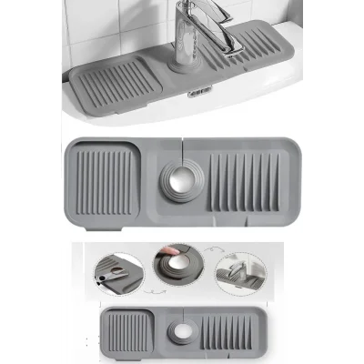 BUĞZ Elastik Mutfak Banyo Musluk Matı Düzenleyici Kaydırmaz Taban Organizer Lavabo Kenar Matı