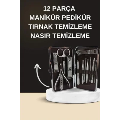 BUĞZ Elektrikli Manikür Pedikür Seti İkili Set 12 Parça Tırnak Bakımı Törpü Protez Çıkarma