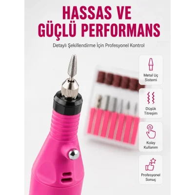 BUĞZ Elektrikli Manikür Pedikür Törpü Seti 6 Başlıklı Yeni Nesil