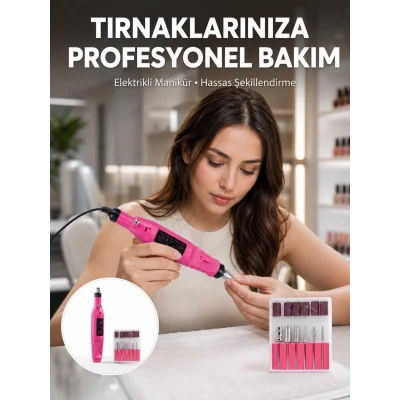 BUĞZ Elektrikli Profesyonel Manikür Pedikür Seti Değiştirilebilir Başlık Seçeneği Yeni Nesil