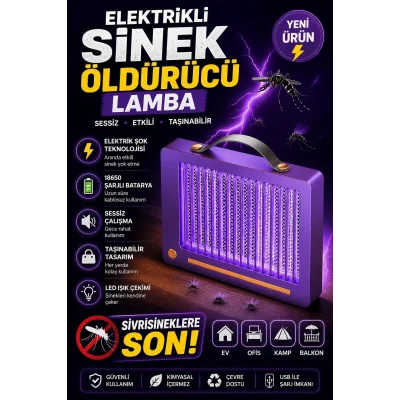 BUĞZ Elektrikli Sinek Öldürücü Lamba | Şarjlı, Sessiz, Led Işıklı Etkili Koruma