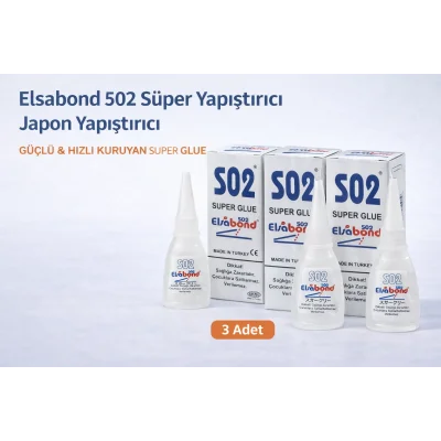 BUĞZ Elsabond 502 Süper Yapıştırıcı Japon Yapıştırıcı 20g Güçlü Hızlı Kuruyan Super Glue 3 Adet